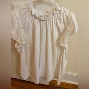 Crown & Ivy White Eyelet Blouse